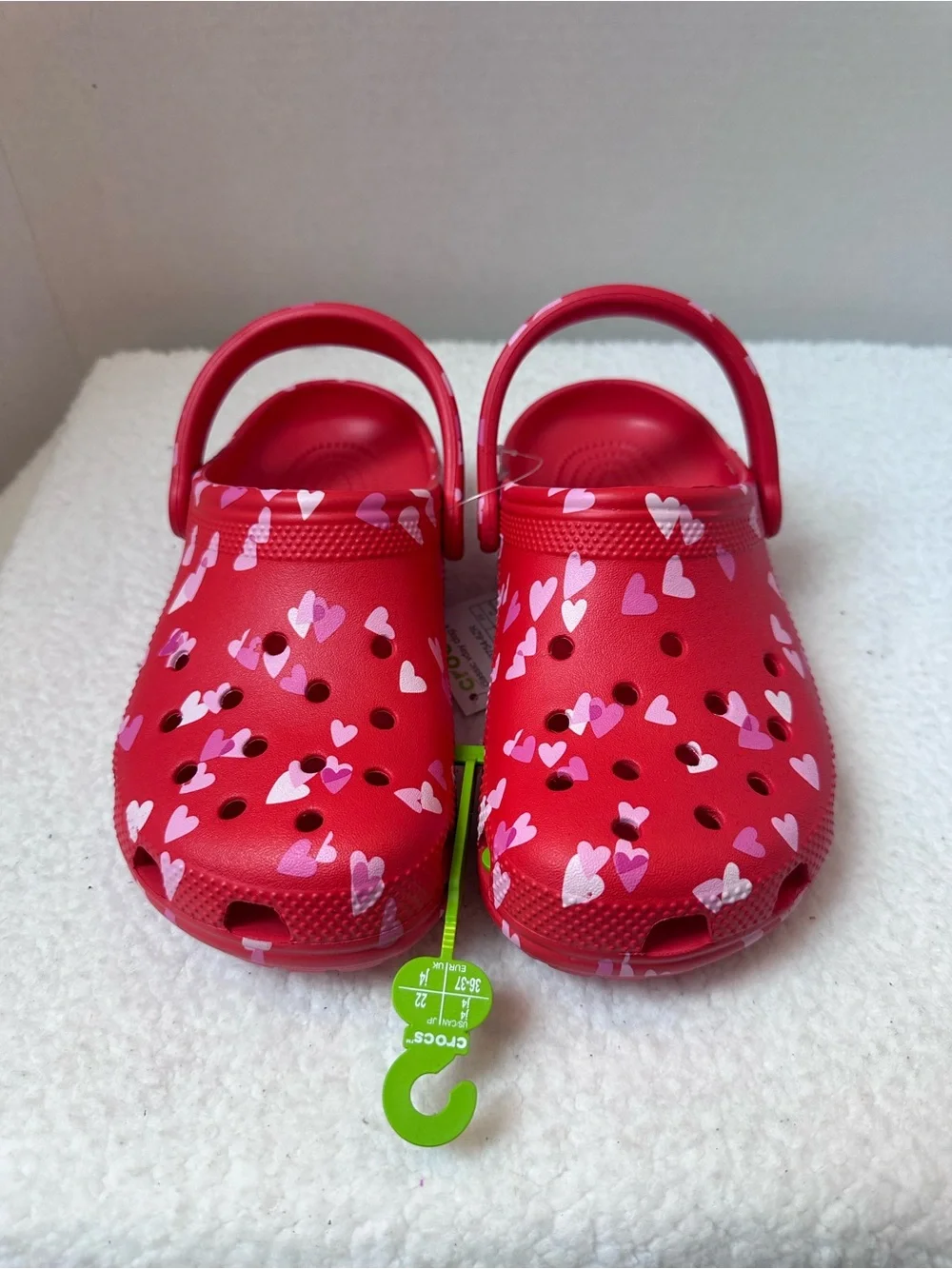 Kids Red Heart Print Crocs